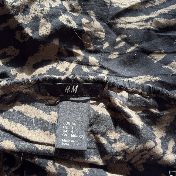 H&M Halter Neck Mini Dress - Black Beige Animal Print, 100% Cotton Size 4 - Picture 5 of 7